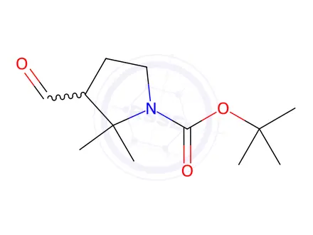 Chemical structure of 3-Formyl-2,2-dimethyl-pyrrolidine-1-carboxylic acid tert-butyl ester
