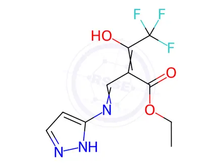 Chemical structure of ethyl 3-(1H-pyrazol-3-ylamino)-2-(2,2,2-trifluoroacetyl)acrylate
