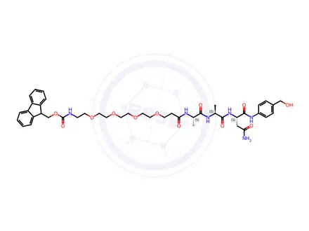 Chemical structure of Fmoc-PEG4-Ala-Ala-Asn-PAB