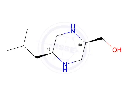 Chemical structure of 2-Piperazinemethanol,5-(2-methylpropyl)-,(2R-cis)-(9CI)
