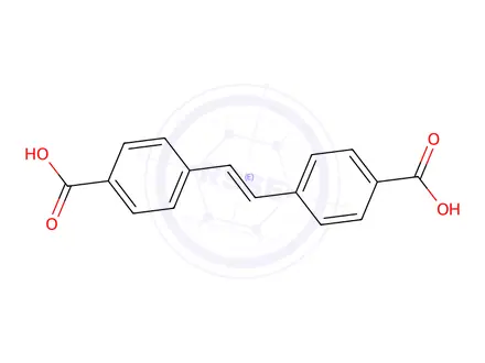 Chemical structure of (E)-4,4'-(Ethene-1,2-diyl)dibenzoic acid