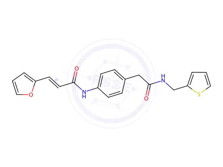 Chemical structure of 3-(Furan-2-yl)-N-(4-(2-oxo-2-((thiophen-2-ylmethyl)amino)ethyl)phenyl)acrylamide