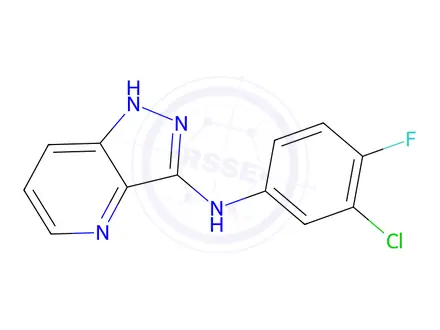 Chemical structure of N-(3-Chloro-4-fluorophenyl)-1H-pyrazolo[4,3-b]pyridin-3-amine