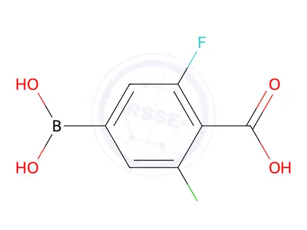 Chemical structure of 2-Chloro-4-(dihydroxyboranyl)-6-fluorobenzoic acid