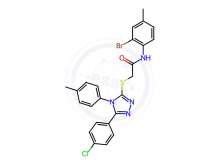 Chemical structure of N-(2-Bromo-4-methylphenyl)-2-((5-(4-chlorophenyl)-4-(p-tolyl)-4H-1,2,4-triazol-3-yl)thio)acetamide
