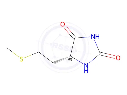 Chemical structure of (±)-5-[2-(methylthio)ethyl]imidazolidine-2,4-dione