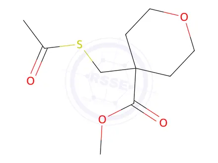 Chemical structure of Methyl 4-((acetylthio)methyl)tetrahydro-2H-pyran-4-carboxylate
