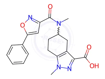 Chemical structure of 1-Methyl-5-{methyl[(5-phenyl-3-isoxazolyl)carbonyl]amino}-4,5,6,7-tetrahydro-1H-indazole-3-carboxylic acid