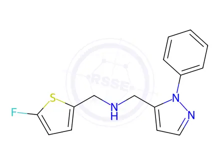 Chemical structure of 1-(5-fluoro-2-thienyl)-N-[(1-phenyl-1H-pyrazol-5-yl)methyl]methanamine