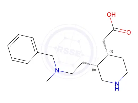 Chemical structure of 2-((3R,4S)-3-(2-(benzyl(methyl)amino)ethyl)piperidin-4-yl)acetic acid