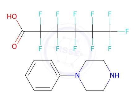 Chemical structure of 1-phenylpiperazine; 2,2,3,3,4,4,5,5,6,6,6-undecafluorohexanoic acid (PFHxA-C10H14N2)