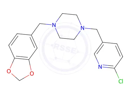 Chemical structure of 1-[(2H-1,3-Benzodioxol-5-yl)methyl]-4-[(6-chloropyridin-3-yl)methyl]piperazine