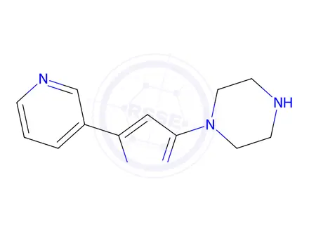Chemical structure of 1-(3-(Pyridin-3-yl)-1h-pyrazol-5-yl)piperazine