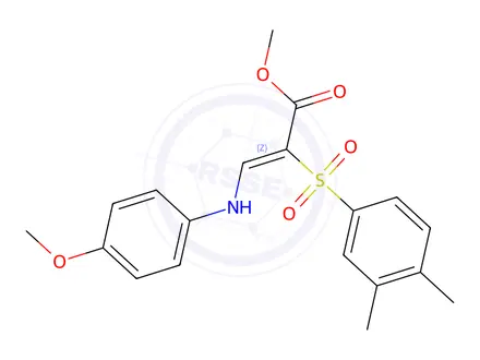 Chemical structure of Methyl (2Z)-2-(3,4-dimethylbenzenesulfonyl)-3-[(4-methoxyphenyl)amino]prop-2-enoate