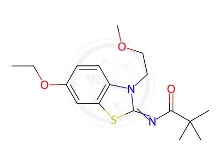 Chemical structure of N-(6-Ethoxy-3-(2-methoxyethyl)benzo[d]thiazol-2(3H)-ylidene)pivalamide