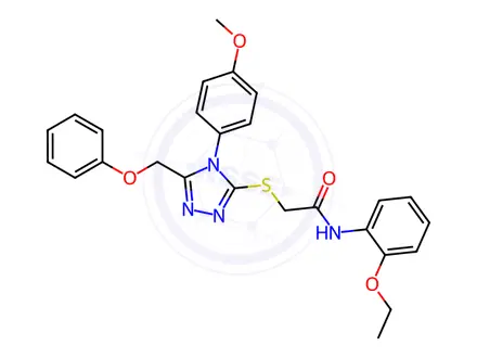 Chemical structure of N-(2-Ethoxyphenyl)-2-((4-(4-methoxyphenyl)-5-(phenoxymethyl)-4H-1,2,4-triazol-3-yl)thio)acetamide