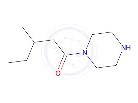 Chemical structure of 3-methyl-1-(piperazin-1-yl)pentan-1-one