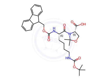 Chemical structure of Fmoc-Lys(Boc)-Ser(psi(Me,Me)pro)-OH