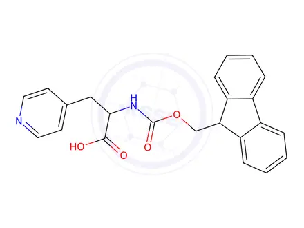 Chemical structure of (2R)-2-[[9H-fluoren-9-ylmethoxy(oxo)methyl]amino]-3-pyridin-4-ylpropanoic acid