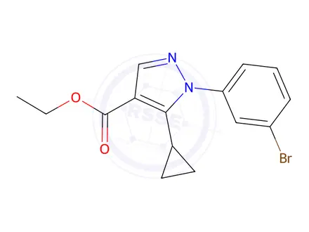 Chemical structure of Ethyl 1-(3-bromophenyl)-5-cyclopropyl-1H-pyrazole-4-carboxylate