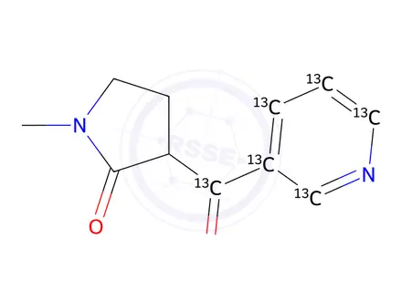 Chemical structure of 1-Methyl-3-(3'-pyridylcarbonyl-1,2',3',4',5',6'-13C6-pyrrolidinone
