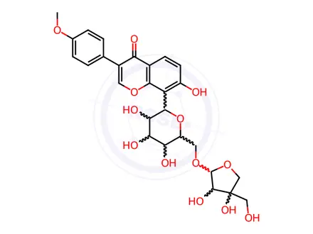 Chemical structure of Formononetin-8-C-beta-D-apiofuranosyl-(1->6)-O-beta-D-glucopyranoside