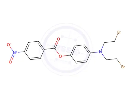 Chemical structure of 4-[Bis(2-bromoethyl)amino]phenyl=4-nitrobenzoate