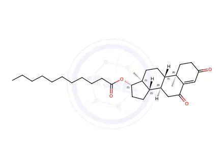 Chemical structure of (8R,9S,10R,13S,14S,17S)-10,13-dimethyl-3,6-dioxo-2,3,6,7,8,9,10,11,12,13,14,15,16,17-tetradecahydro-1H-cyclopenta[a]phenanthren-17-yl undecanoate