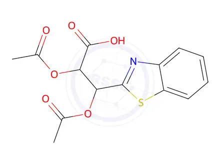 Chemical structure of 2,3-bis(acetyloxy)-3-(1,3-benzothiazol-2-yl)propanoic acid