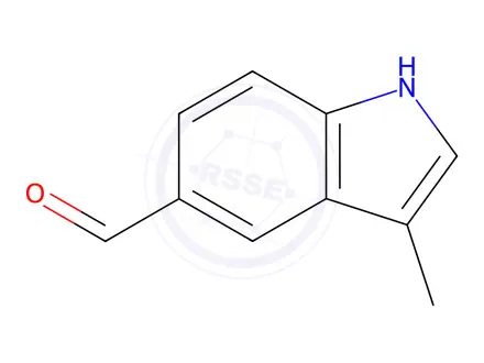 Chemical structure of 1H-Indole-5-carboxaldehyde, 3-methyl-(9CI)