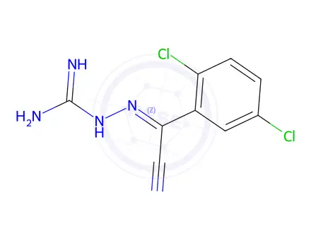 Chemical structure of 2-[(2,5-dichlorophenyl)-cyanomethylene]-hydrazine carboximidamide
