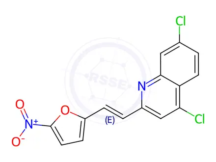 Chemical structure of 4,7-Dichloro-2-[2-(5-nitro-2-furanyl)ethenyl]quinoline