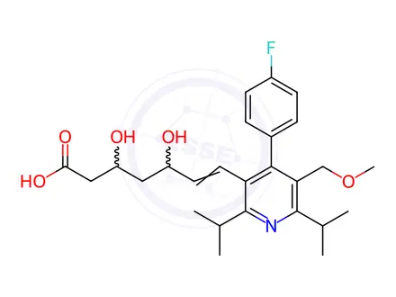 Chemical structure of 6-Heptenoic acid, 7-[4-(4-fluorophenyl)-5-(methoxymethyl)-2,6-bis(1-methylethyl)-3-pyridinyl]-3,5-dihydroxy-, (3R,5S,6E)-rel-(9CI, ACI)