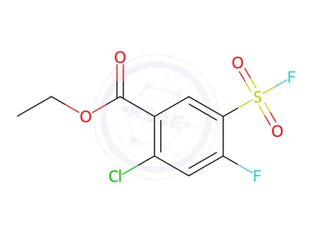 Chemical structure of Ethyl 2-chloro-4-fluoro-5-(fluorosulfonyl)benzoate