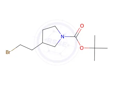 Chemical structure of tert-Butyl 3-(2-Bromoethyl)pyrrolidine-1-carboxylate