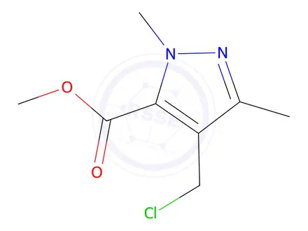 Chemical structure of 4-(Chloromethyl)-1,3-dimethyl-1H-pyrazole-5-carboxylic Acid Methyl Ester