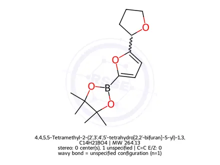 Chemical structure of 4,4,5,5-Tetramethyl-2-(2',3',4',5'-tetrahydro[2,2'-bifuran]-5-yl)-1,3,2-dioxaborolane