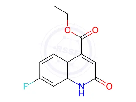 Chemical structure of 7-Fluoro-2-oxo-1,2-dihydro-quinoline-4-carboxylic acid ethyl ester