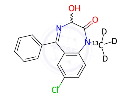 Chemical structure of Temazepam-13C,d3