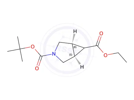 Chemical structure of (1R,5S,6r)-3-tert-butyl 6-ethyl 3-azabicyclo[3.1.0]hexane-3,6-dicarboxylate