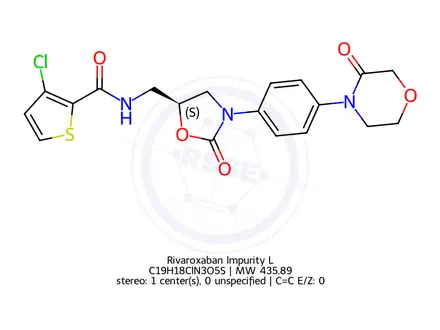 Chemical structure of Rivaroxaban Impurity 42(3-Chloro Rivaroxaban)