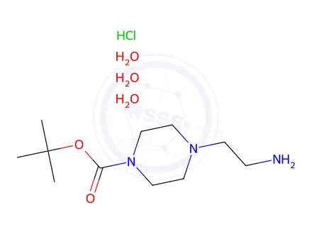 Chemical structure of tert-Butyl 4-(2-aminoethyl)piperazine-1-carboxylate hydrochloride trihydrate
