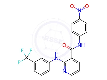 Chemical structure of 2-[(3-Trifluoromethylphenyl)amino]-N-(4-nitrophenyl)-3-pyridinecarboxamide