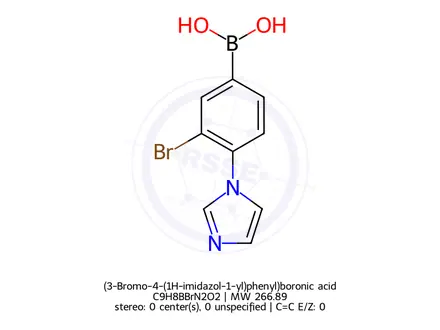 Chemical structure of (3-Bromo-4-(1H-imidazol-1-yl)phenyl)boronic acid
