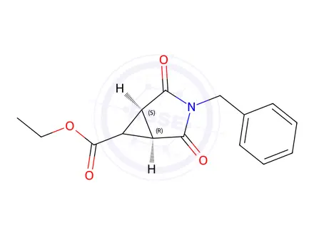 Chemical structure of ethyl trans-3-benzyl-2,4-dioxo-3-aza-bicyclo[3.1.0]hexane-6-carboxylate