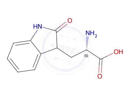 Chemical structure of (2S)-2-amino-3-(2-oxoindolin-3-yl)propanoic acid