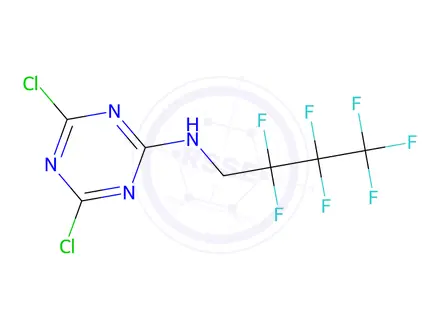 Chemical structure of 2-(N-Heptafluorobutylamino)-4,6-dichlorotriazine