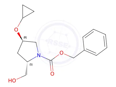 Chemical structure of Benzyl (2S,4R)-4-cyclopropoxy-2-(hydroxymethyl)pyrrolidine-1-carboxylate