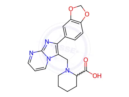 Chemical structure of 1-(2-Benzo[1,3]dioxol-5-yl-imidazo[1,2-a]pyrimidin-3-ylmethyl)-piperidine-2-carboxylic acid