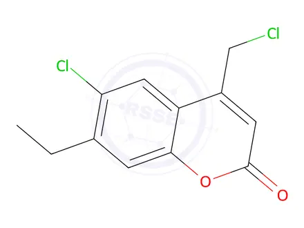 Chemical structure of 6-Chloro-4-(chloromethyl)-7-ethyl-2H-chromen-2-one